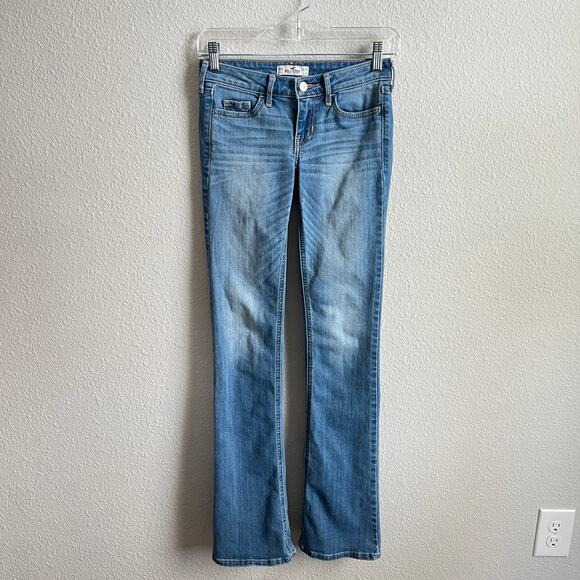 Hollister Y2K Low Rise Bootcut Jeans Women's 23 Light Wash Stretch Retro Flare - Picture 1 of 5